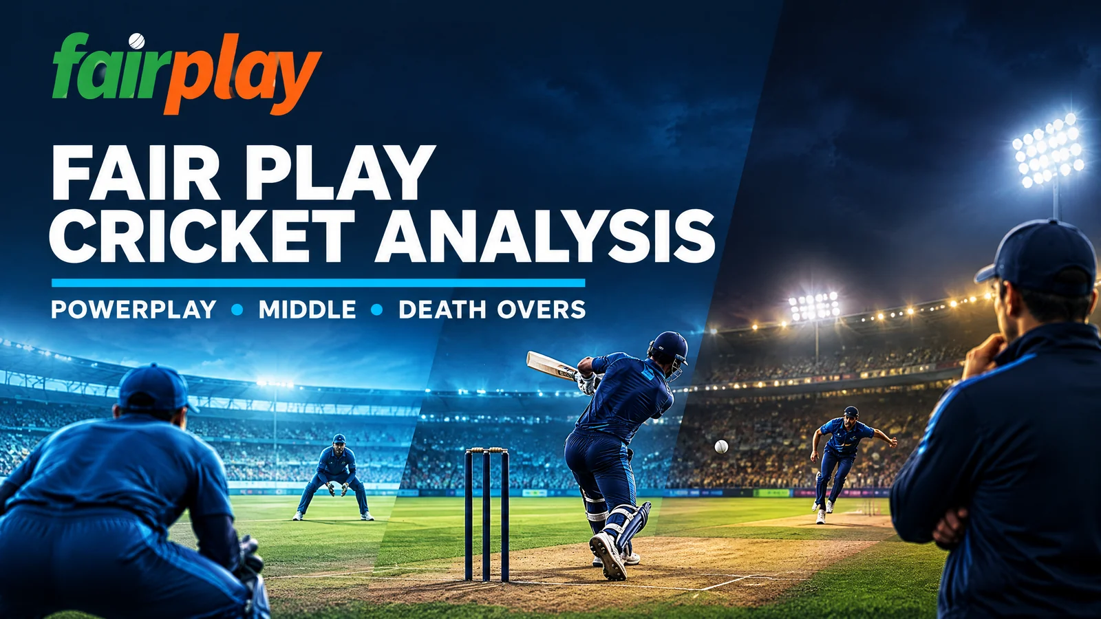 Illustrated T20 innings timeline divided into powerplay, middle and death analysis phases.